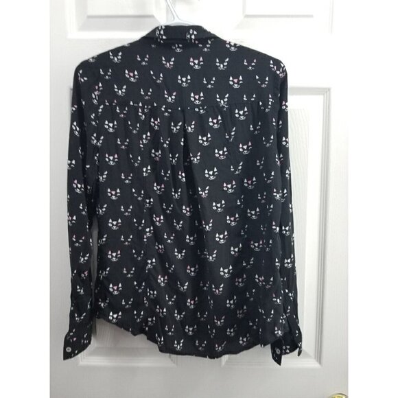 Maeve Cat Print Button Shirt Size 4 - Picture 2 of 7